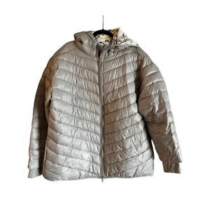 Offline By Aerie Hooded Puffer Jacket Womens Size XL Silver Full Zip Long Sleeve